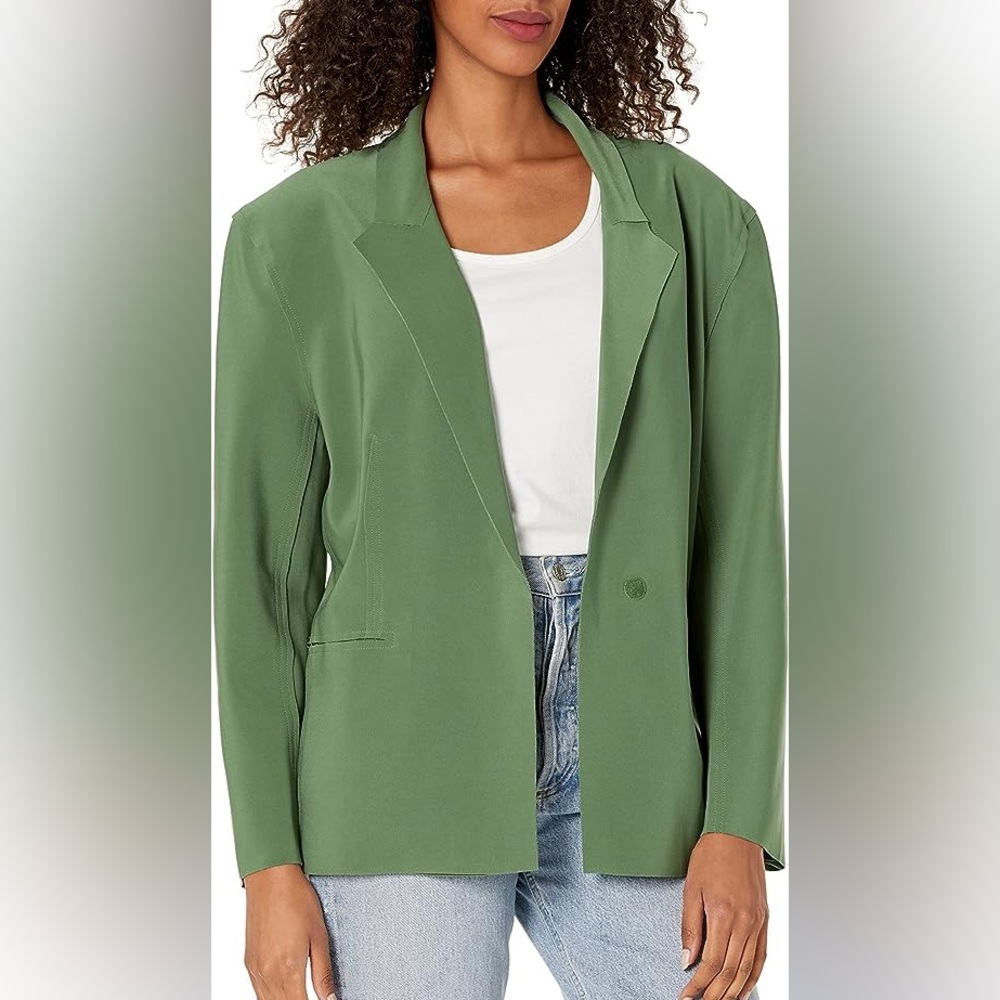 Norma Kamali Women's Single Breasted Scuba Material Straight oversized Jacket XS